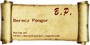 Berecz Pongor névjegykártya